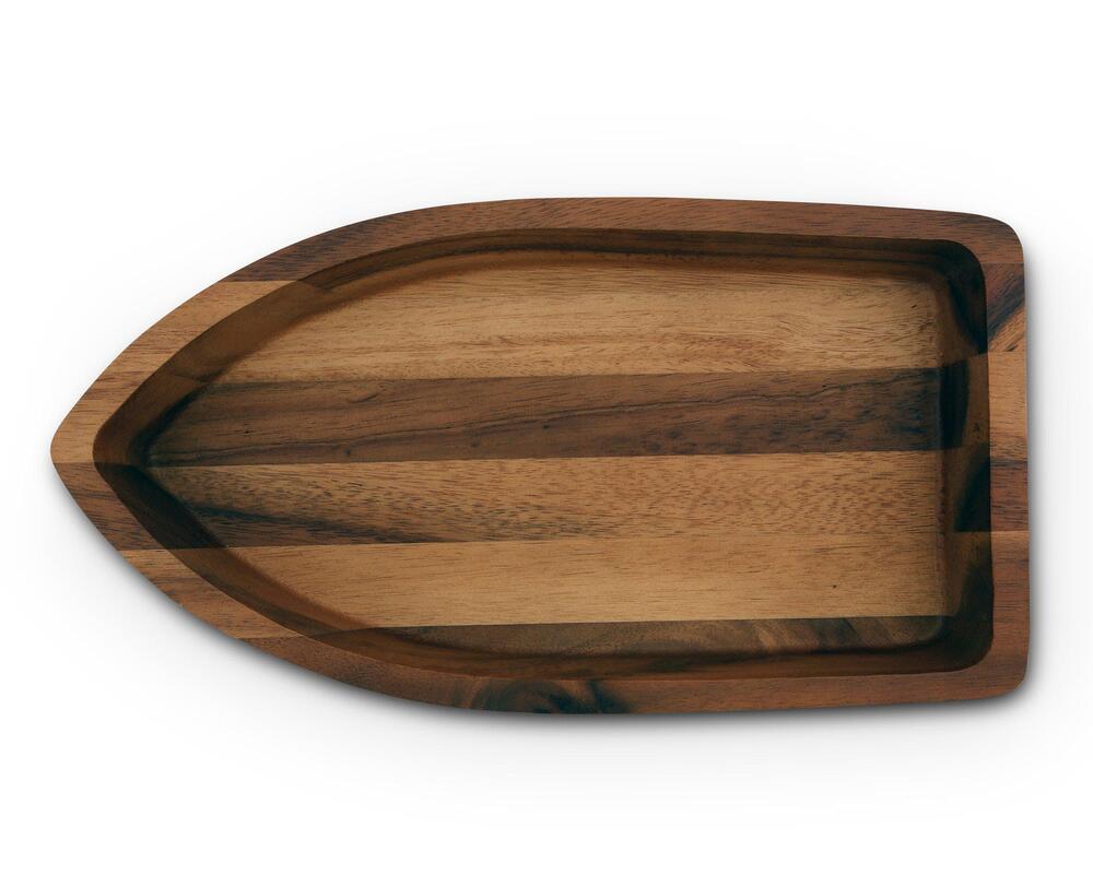 Boat Shape Acacia Wood Salad Bowl Large by Arthur Court Designs 4