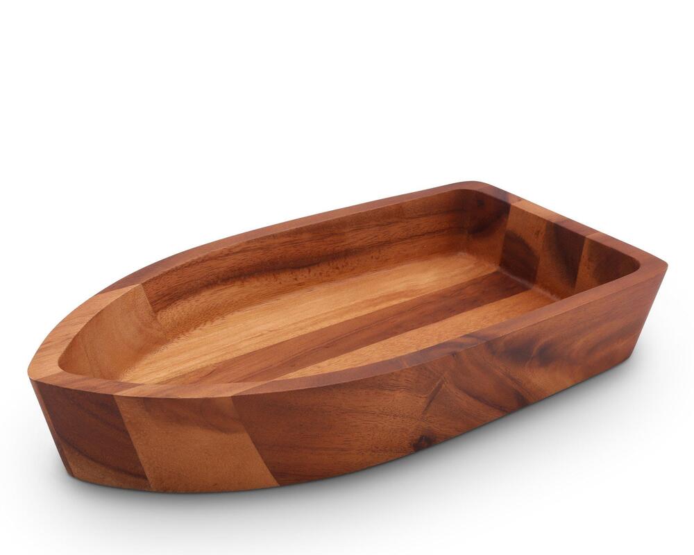 Boat Shape Acacia Wood Salad Bowl Large by Arthur Court Designs 5