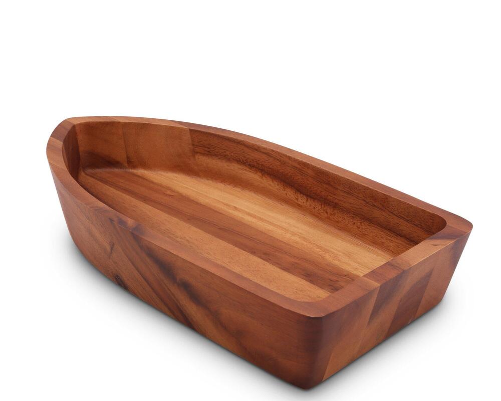 Boat Shape Acacia Wood Salad Bowl Large by Arthur Court Designs