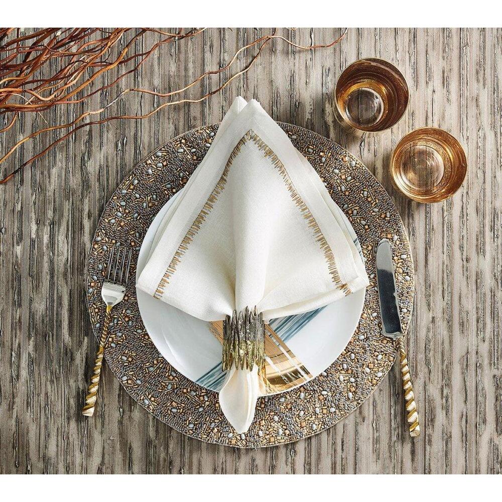 Boucle Placemat in Gold & Silver - Set of 2 by Kim Seybert 2