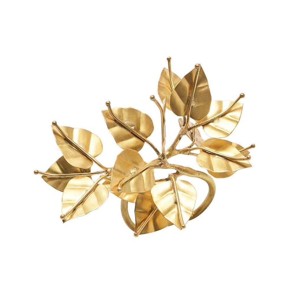 Bougainvillea Napkin Ring in Gold - Set of 4 by Kim Seybert 