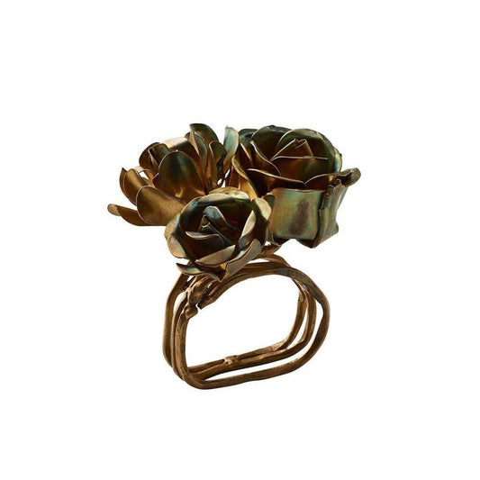 Bouquet Napkin Ring in Gold - Set of 4 by Kim Seybert 