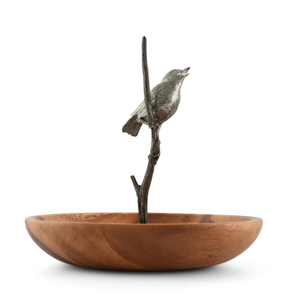 Bronze Song Bird Wood Tidbit Server Bowl by Vagabond House 1