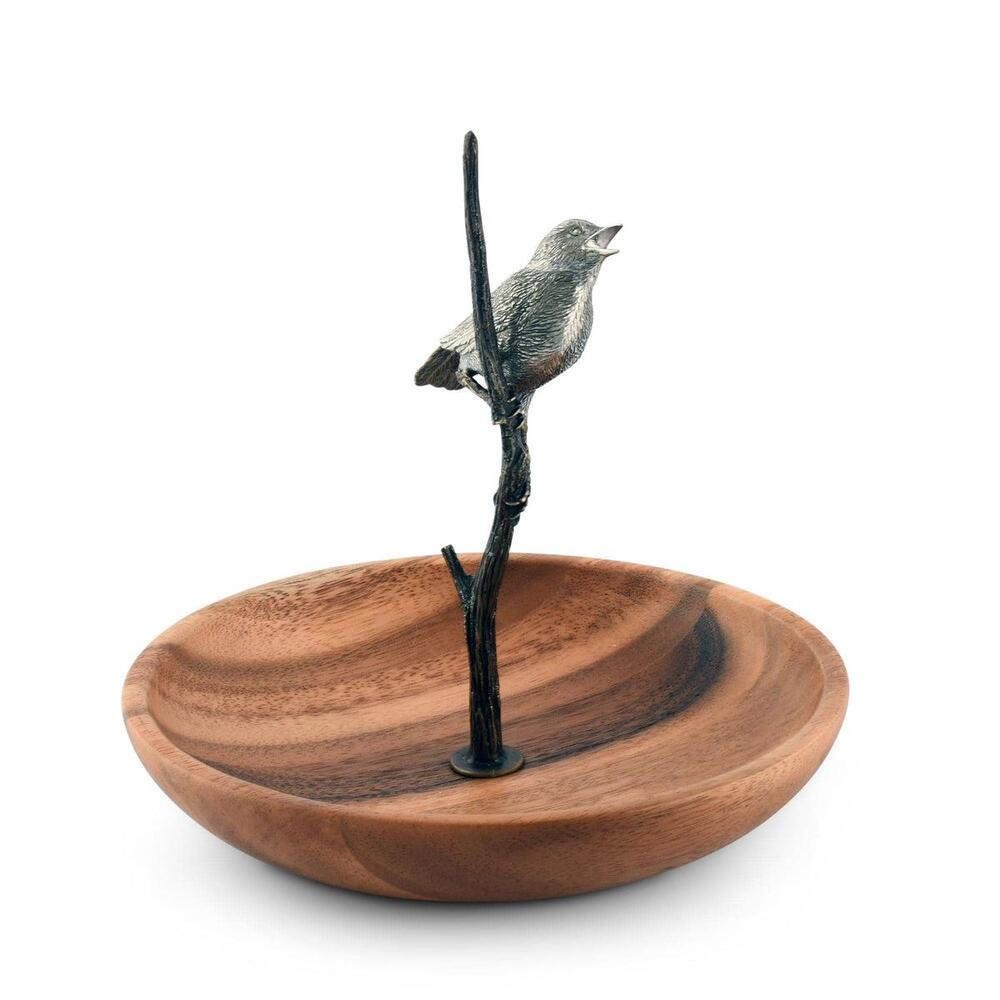 Bronze Song Bird Wood Tidbit Server Bowl by Vagabond House 2