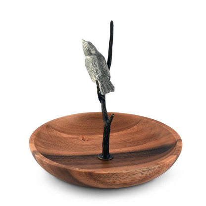 Bronze Song Bird Wood Tidbit Server Bowl by Vagabond House 3