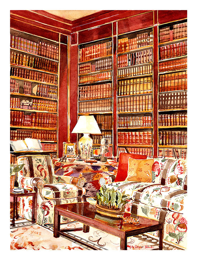 Brooke Astor's Library - Mita Corsini Bland by Tiger Flower Studio Additional Image -