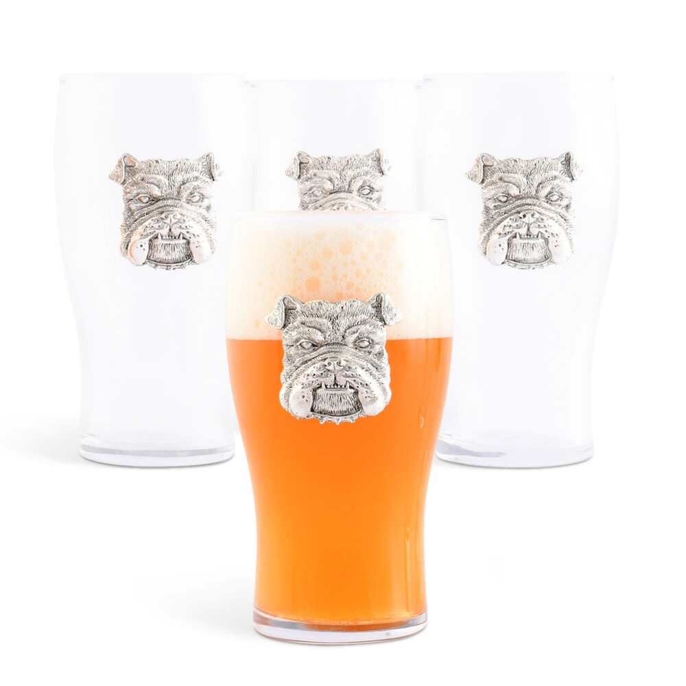 Bulldog Beer Pint Glass - Set of 4 by Arthur Court Designs