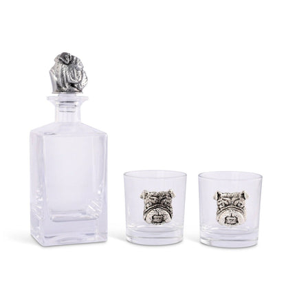 Bulldog Decanter Set with Glass by Arthur Court Designs 2