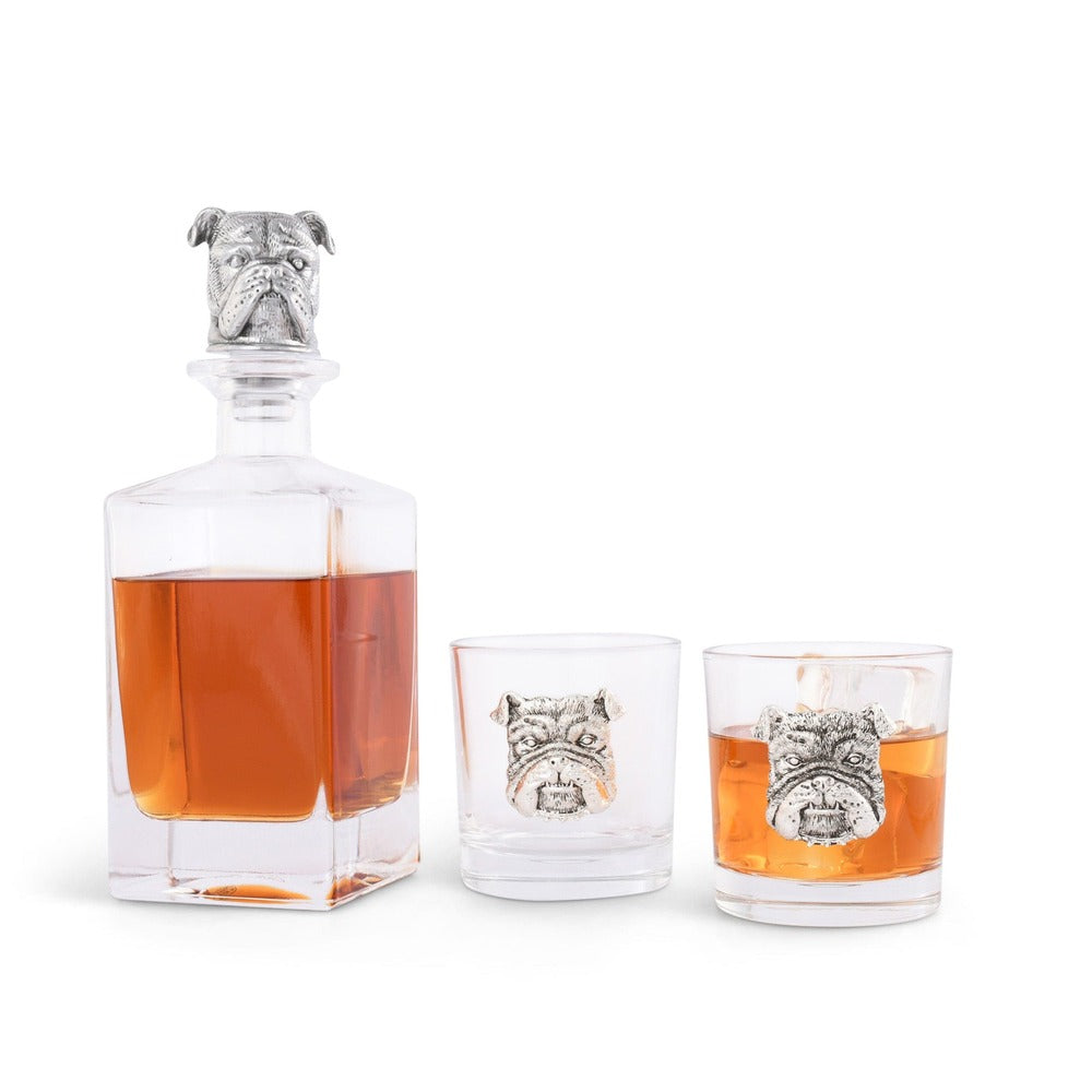 Bulldog Decanter Set with Glass by Arthur Court Designs