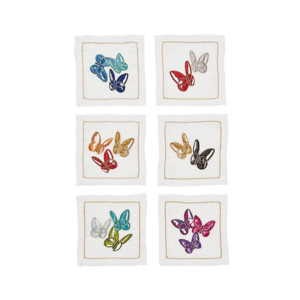 Butterflies Cocktail Napkin in Multi - Set of 6 in a Gift Box by Kim Seybert 2