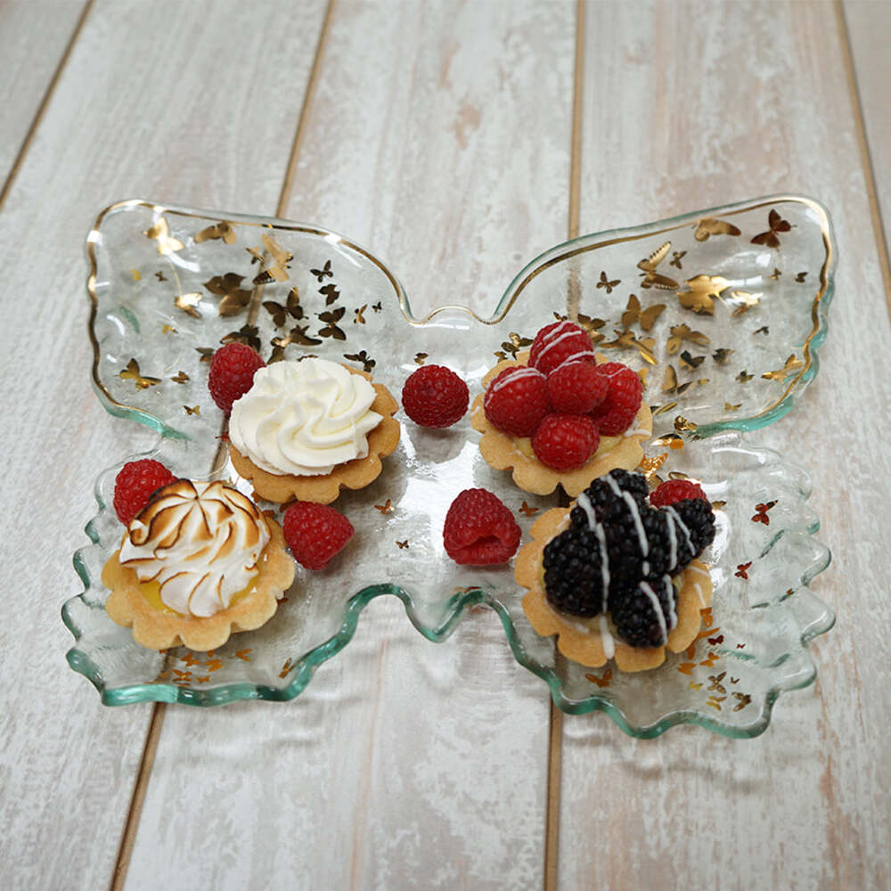 Butterfly 12" x 10" Gold Tray by Annieglass Additional Image -1