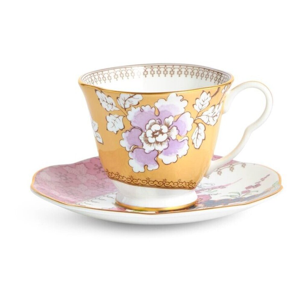 Butterfly Bloom Yellow Teacup And Saucer by Wedgwood