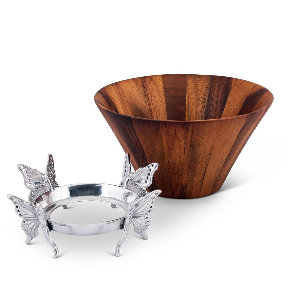 Butterfly Wood Tall Salad Bowl by Arthur Court Designs 1