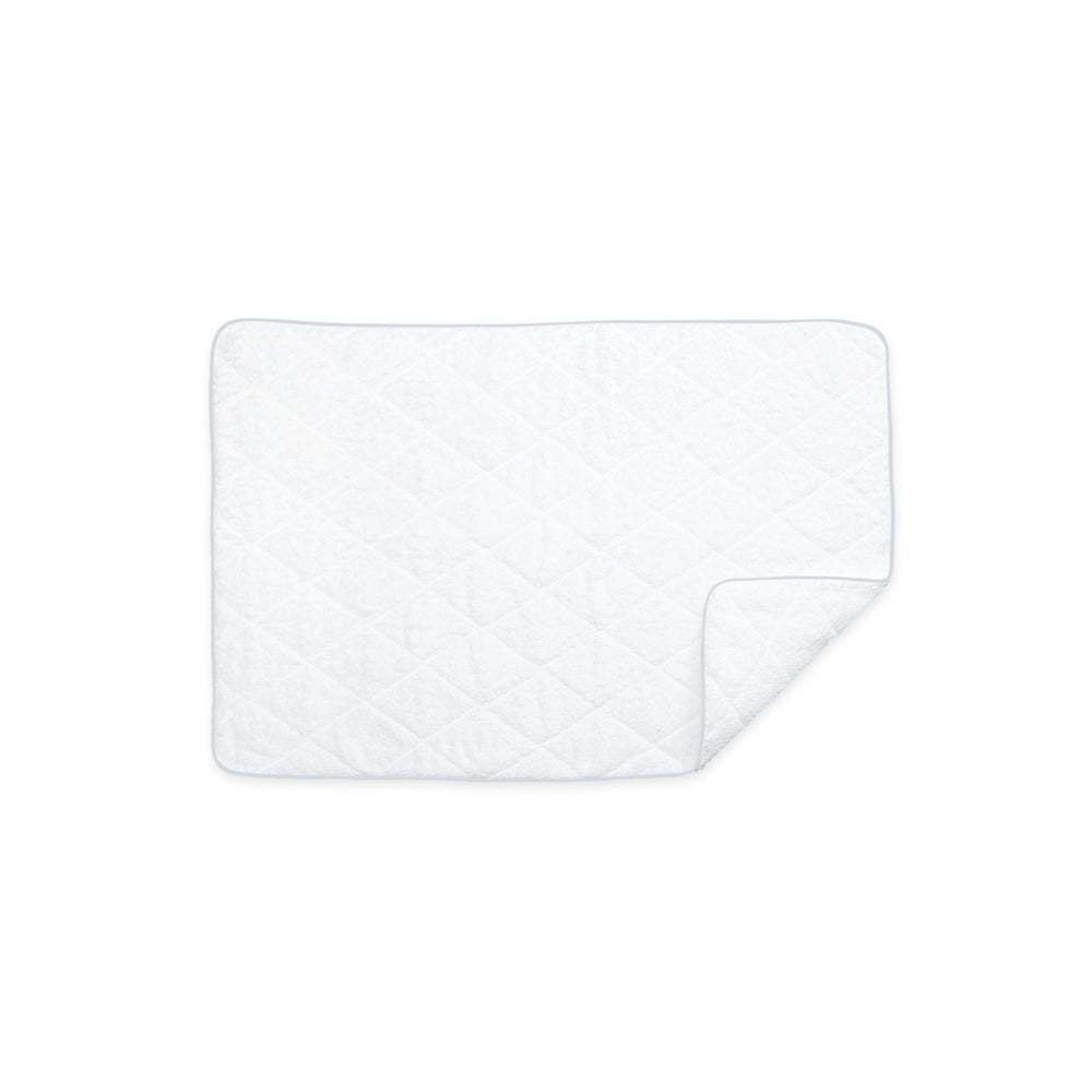 Cairo Tub Mat White & Light Blue Quilted 