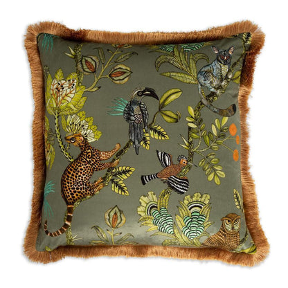 Camp Critters Pillow Velvet with Fringe by Ngala Trading Company