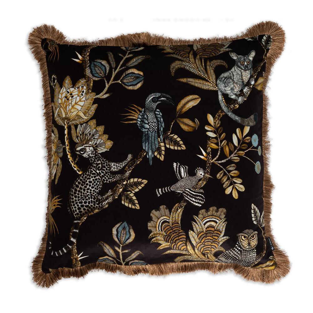 Camp Critters Pillow Velvet with Fringe by Ngala Trading Company