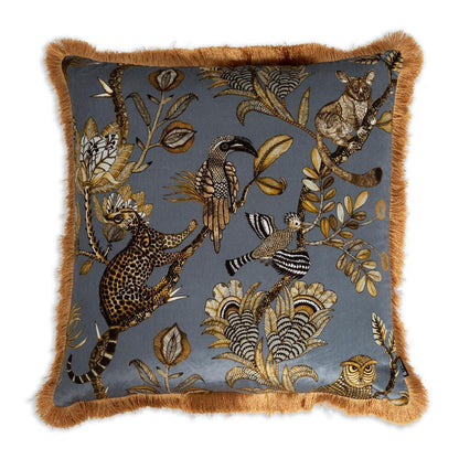 Camp Critters Pillow Velvet with Fringe by Ngala Trading Company