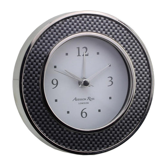 Carbon Fibre Silver Alarm Clock by Addison Ross 