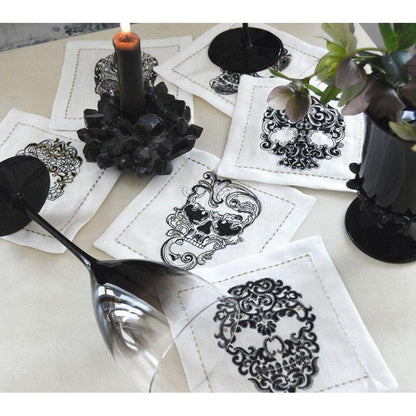 Catrina Cocktail Napkins in White & Multi - Set of 6 in a Gift Box by Kim Seybert 2