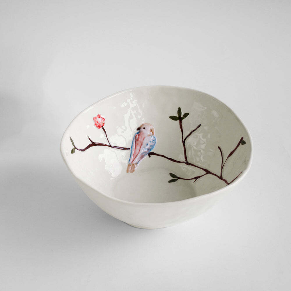 Ceramic Bird On Branch Large Bowl - Multi by Beatriz Ball 1