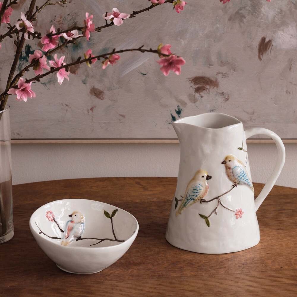 Ceramic Bird On Branch Pitcher - Multi by Beatriz Ball 1