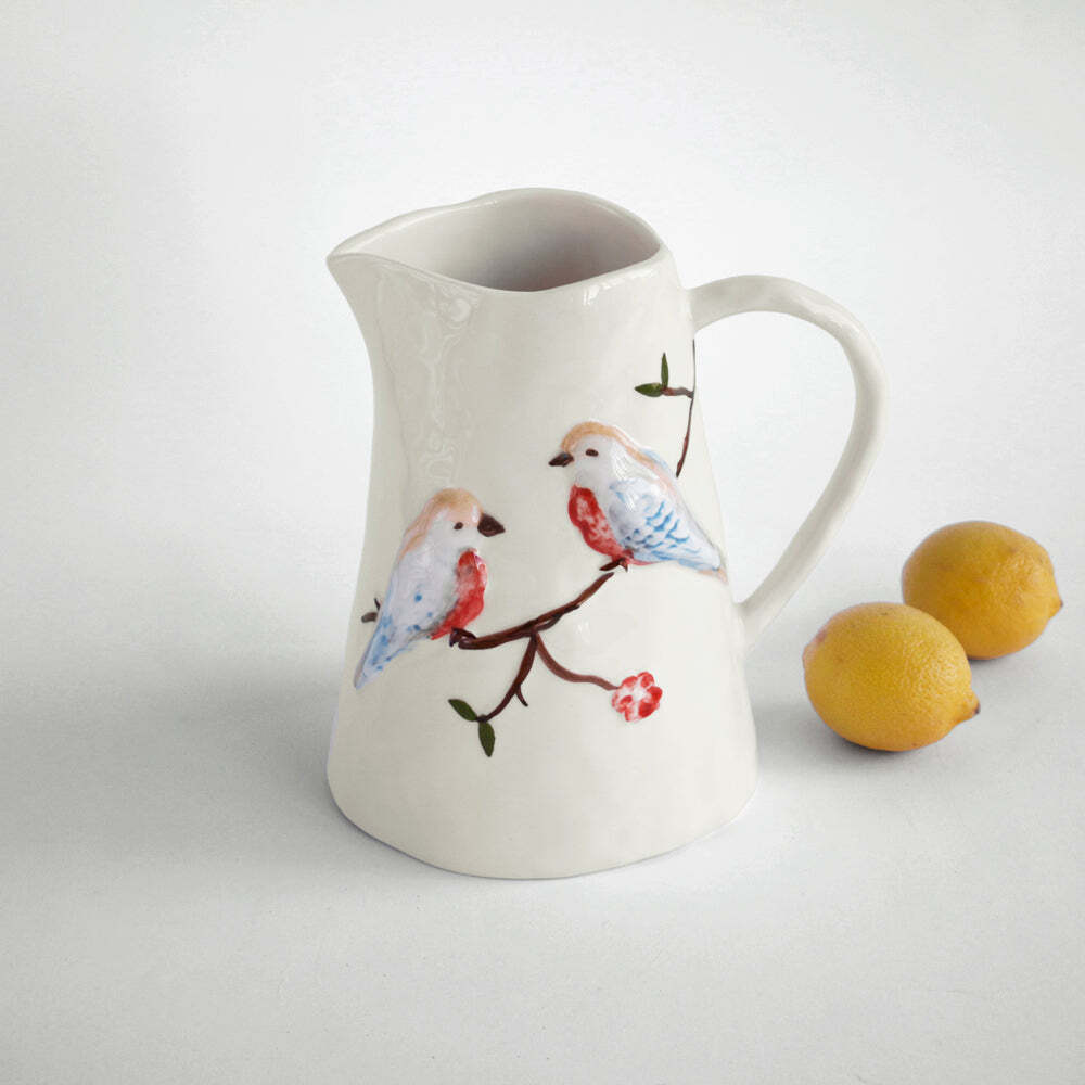 Ceramic Bird On Branch Pitcher - Multi by Beatriz Ball 2