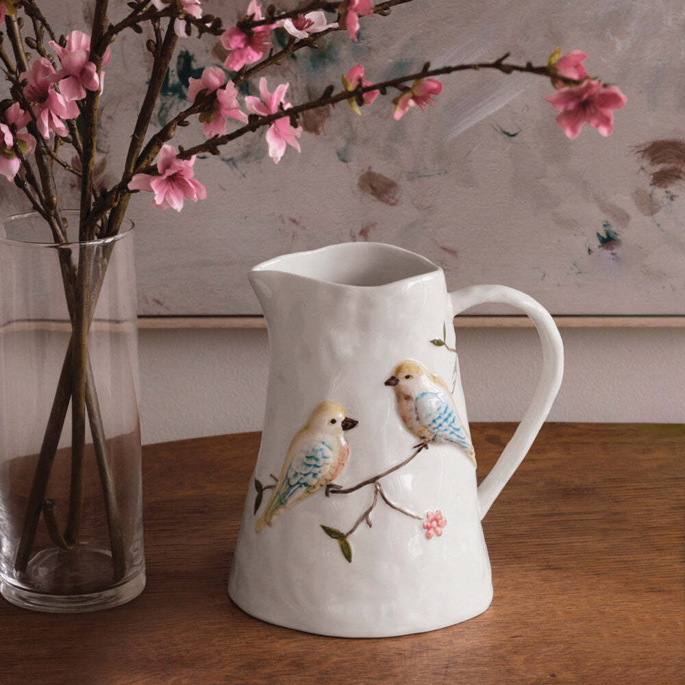 Ceramic Bird On Branch Pitcher - Multi by Beatriz Ball 