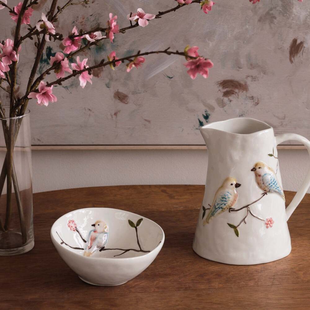 Ceramic Bird On Branch Small Bowl Set of 2 - Multi by Beatriz Ball 1