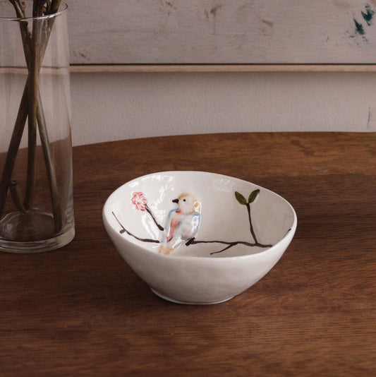 Ceramic Bird On Branch Small Bowl Set of 2 - Multi by Beatriz Ball 