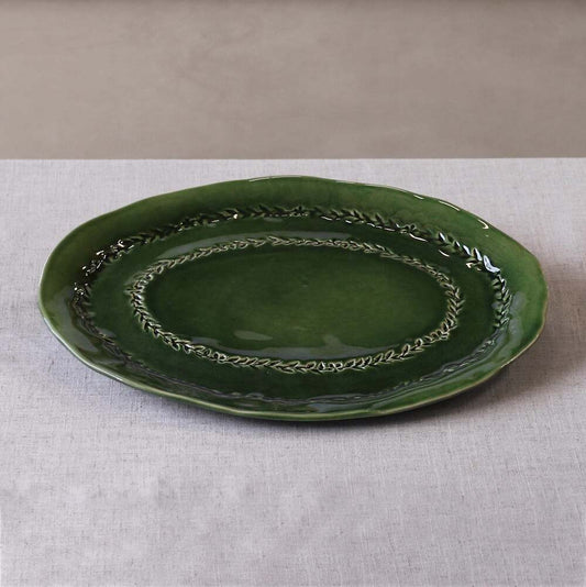 Ceramic Valentina Oval Platter - Green by Beatriz Ball 