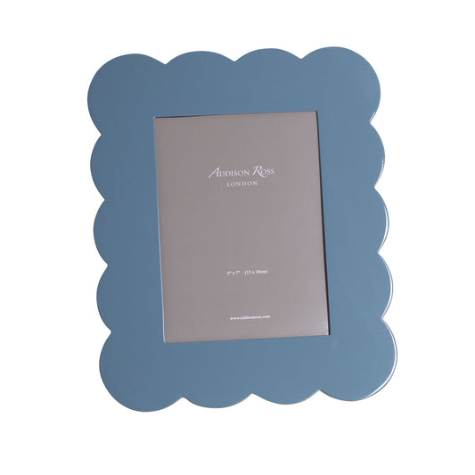 Chambray Blue Lacquered Scallop Photo Frame 5"x7" by Addison Ross