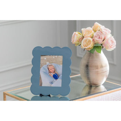 Chambray Blue Lacquered Scallop Photo Frame 5"x7" by Addison Ross Additional Image-2