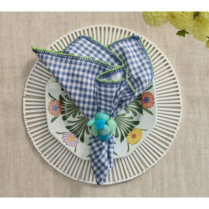 Check Napkin in White - Blue & Green - Set of 4 by Kim Seybert 1