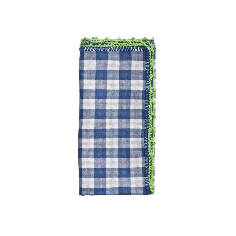 Check Napkin in White - Blue & Green - Set of 4 by Kim Seybert 