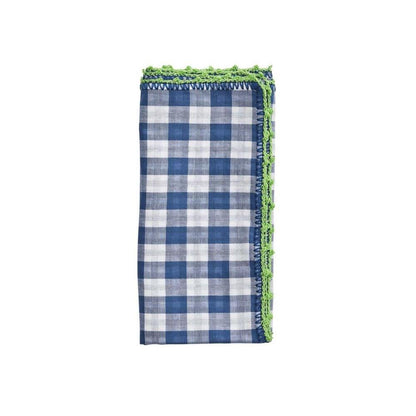 Check Napkin in White - Blue & Green - Set of 4 by Kim Seybert 