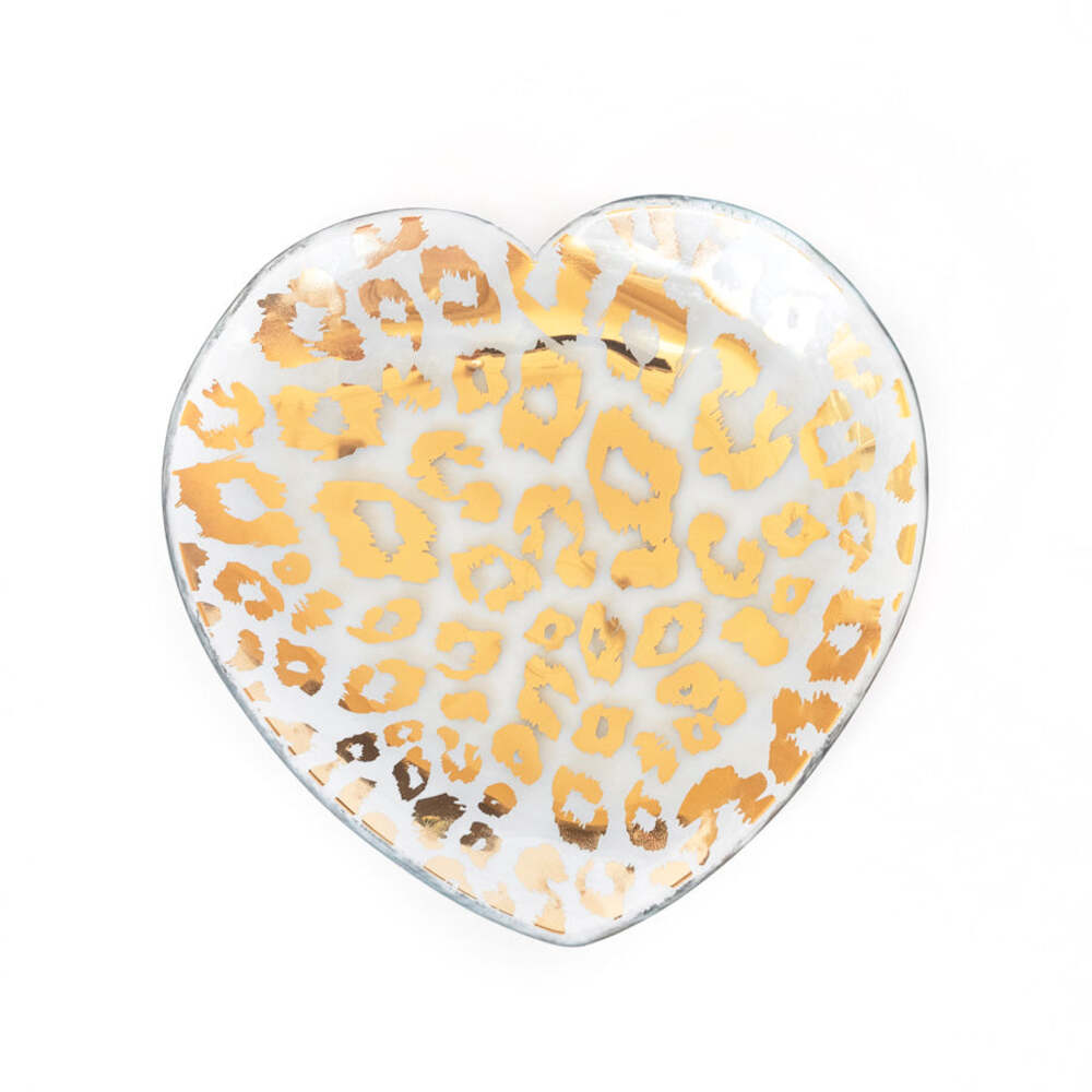 Cheetah 7" Gold Heart Plate by Annieglass 