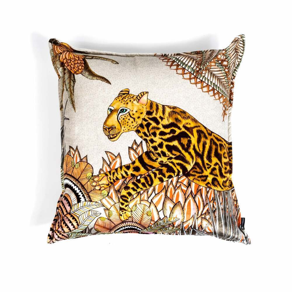 Cheetah Kings Forest Pillow Velvet by Ngala Trading Company