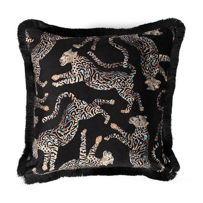 Cheetah Kings Pillow Velvet with Fringe by Ngala Trading Company
