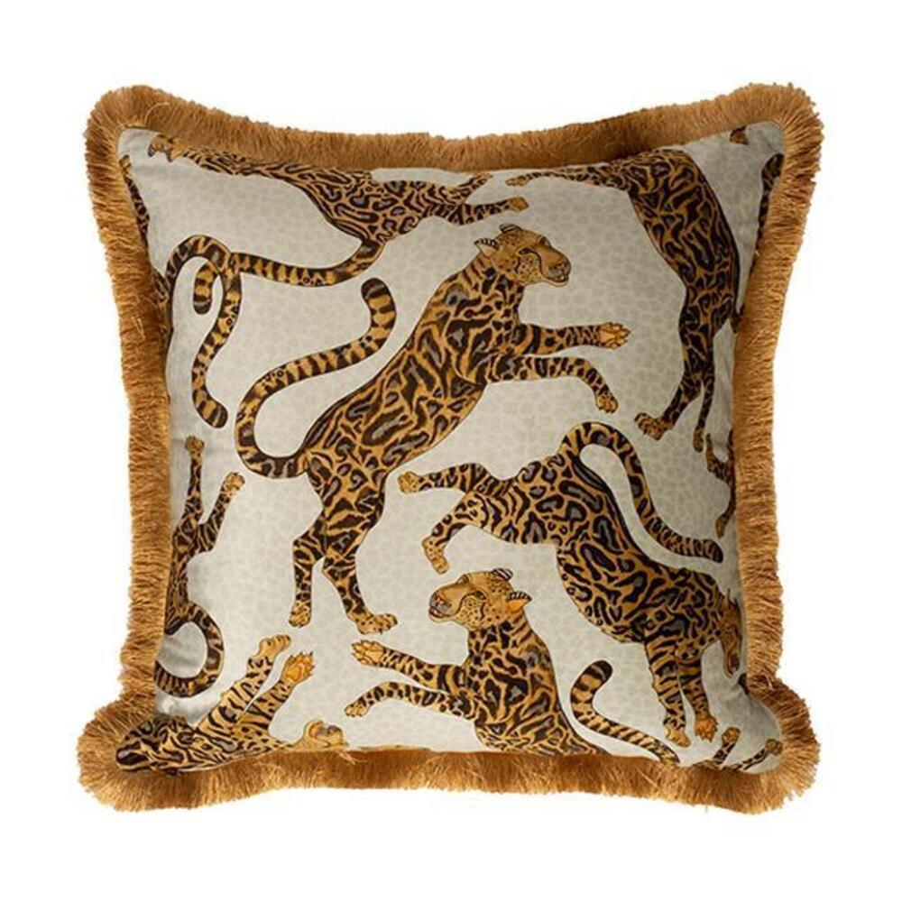 Cheetah Kings Pillow Velvet with Fringe by Ngala Trading Company