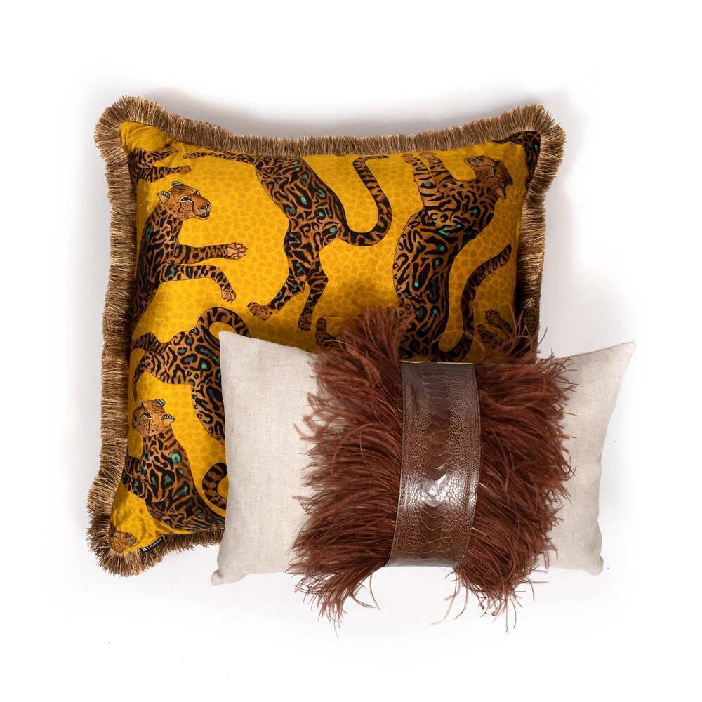 Cheetah Kings Pillow Velvet with Fringe by Ngala Trading Company Additional Image - 7