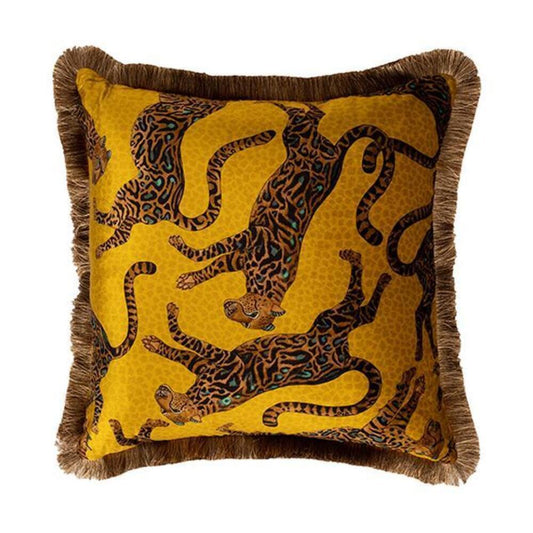 Cheetah Kings Pillow Velvet with Fringe by Ngala Trading Company