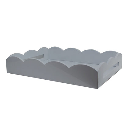 Chiffon Gray Scalloped Edge Tray 17"x13" by Addison Ross