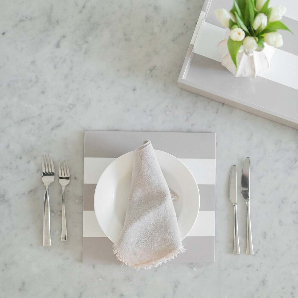 Chiffon & White Lacquer Placemats - Set of 4 12"x12" by Addison Ross Additional Image-2