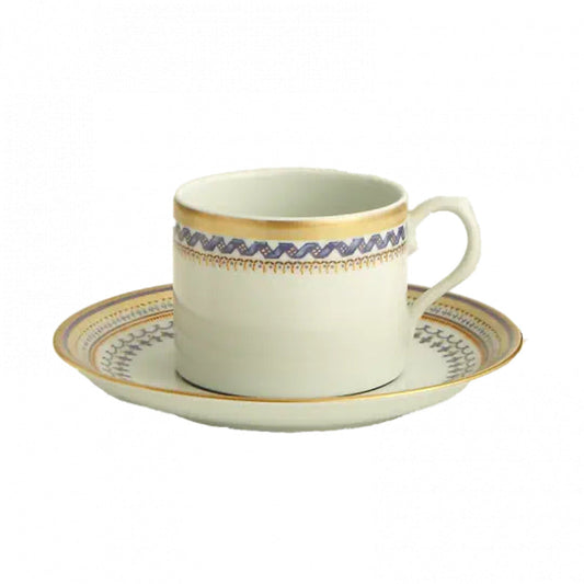 Chinoise Blue Can Tea Cup & Saucer by Mottahedeh