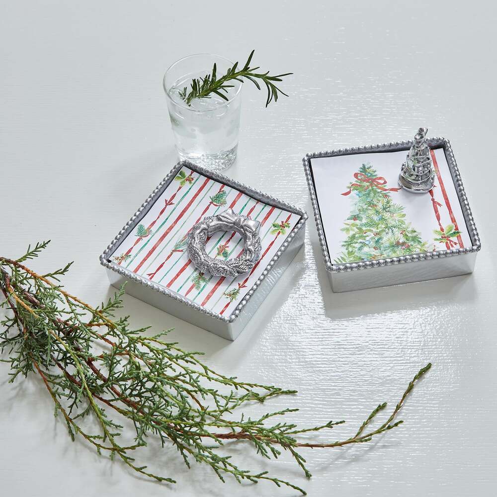 Christmas Tree Beaded Napkin Box Set by Mariposa Additional Image 1