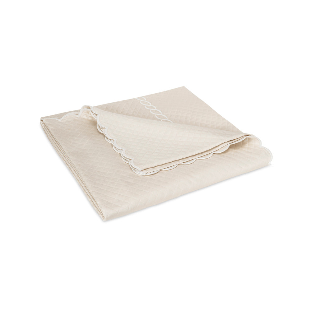 Classic Chain Scallop Matelasse Coverlet Ivory & White 