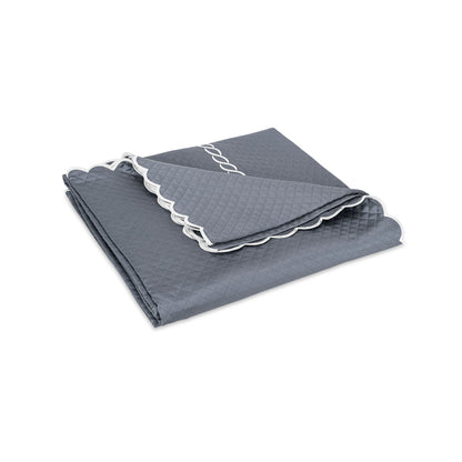 Classic Chain Scallop Matelasse Coverlet Steel Blue & Bone 
