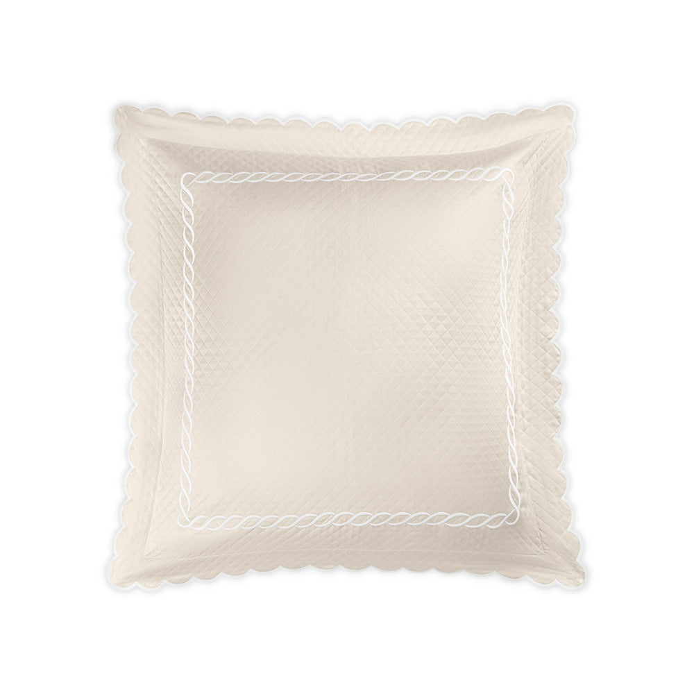 Classic Chain Scallop Matelasse Sham Ivory & White Euro 