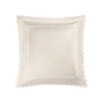 Classic Chain Scallop Matelasse Sham Ivory & White Euro 