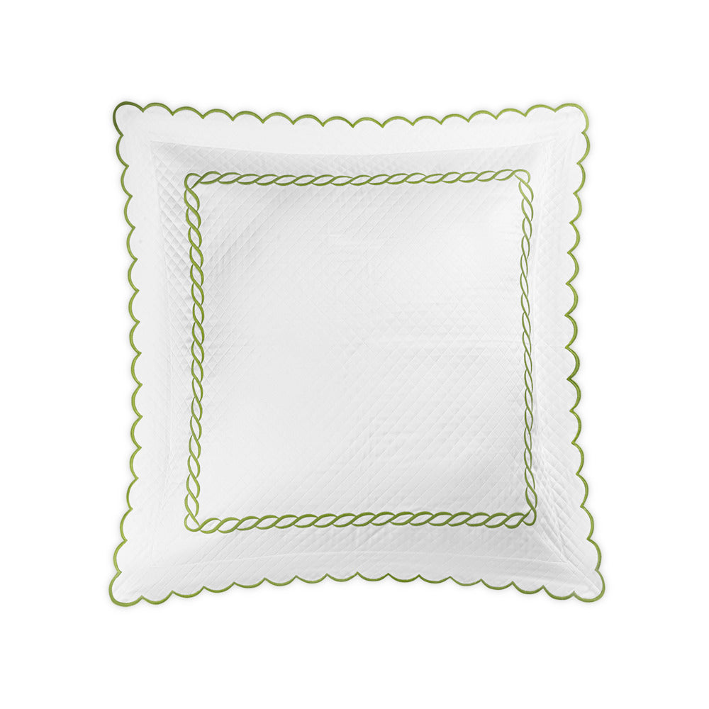 Classic Chain Scallop Matelasse Sham Spring Green Euro 